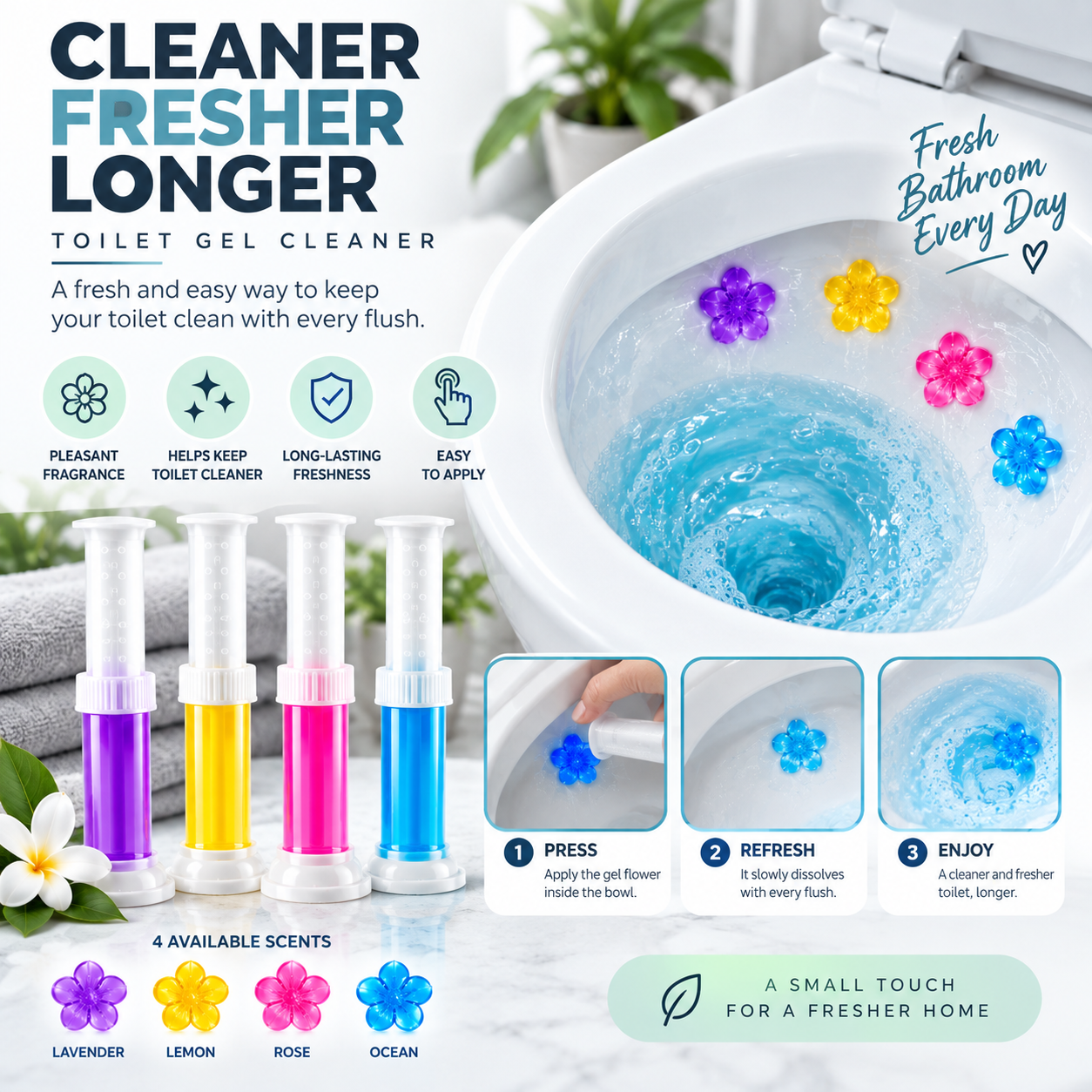 Gel Nettoyant WC Fleuri – Fraîcheur Longue Durée