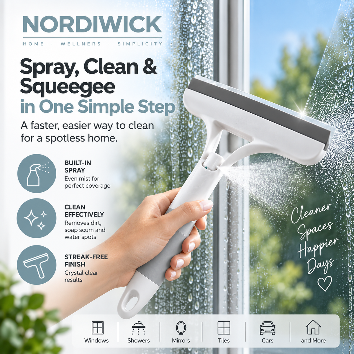 3-in-1 Spray & Clean Multi-Surface Squeegee